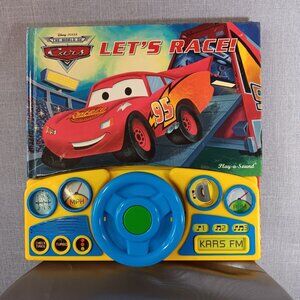 Disney Pixar Cars Lets Race Steering Wheel Play a Sound Board Book Kids Y2K